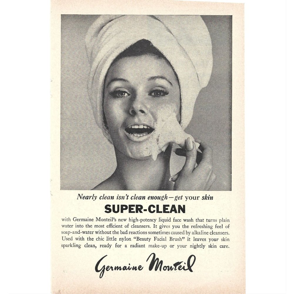 Germaine Monteil Liquid Face Wash Health Beauty 1960s Vintage Print Ad 9 in
